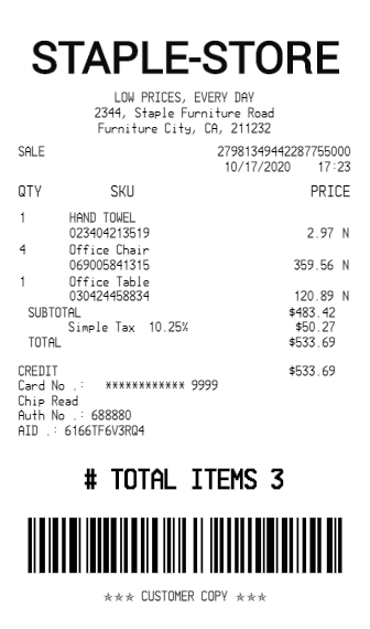 Store Entry Receipt Grocery Store Receipts Maker | Furniture Receipt Generator | Electronic ...