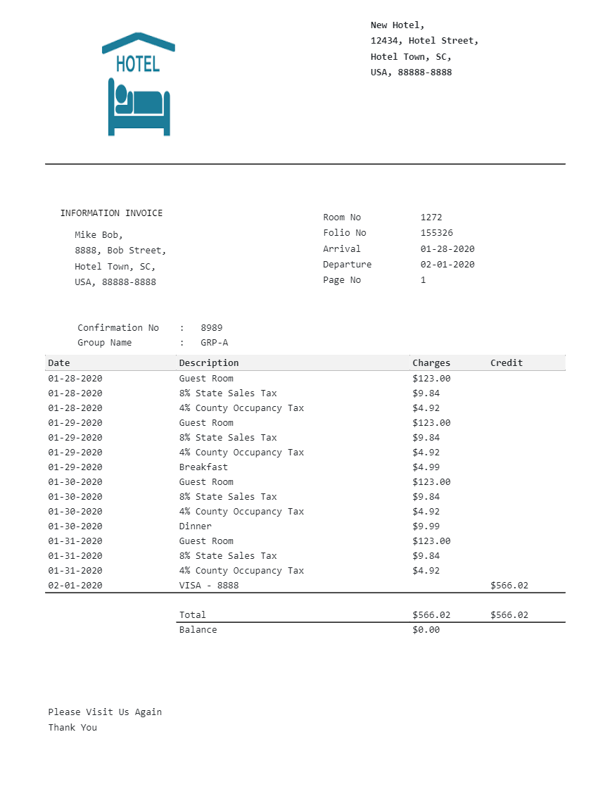 Hotel Receipt Template Expenses Receipt