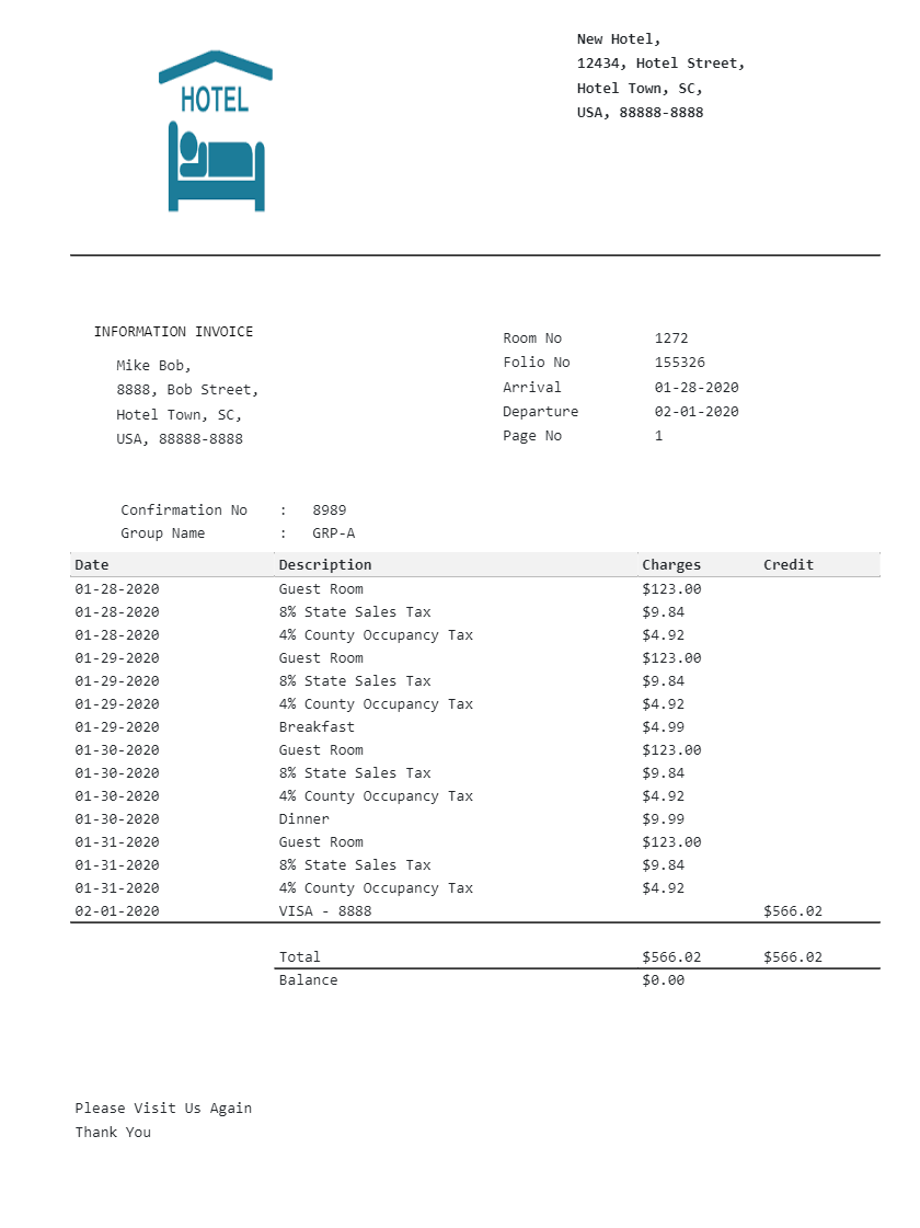 Printable Fake Hotel Receipt Template Customize and Print