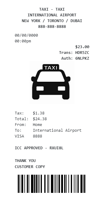 Generate Taxi Receipt Create Custom Taxi Receipt Template