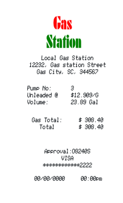 To design a gas fuel receipt, see the best receipt template