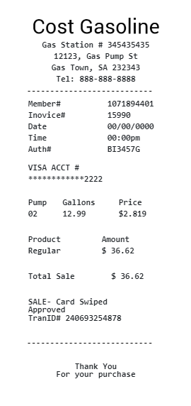 generate fake gas fuel receipts create custom gas templates