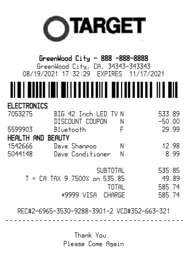 Store Receipt