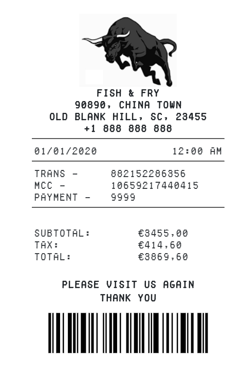 Restaurant receipts, which can be used for bar and restaurants.