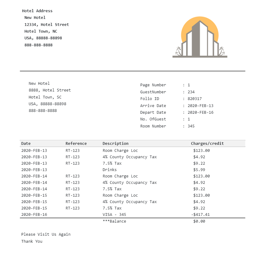 motel 6 blank receipt hotel receipt format with blue gradient design